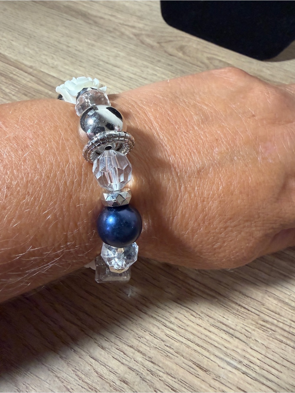 paparazzi Navy and Clear Beaded Stretch Bracelet